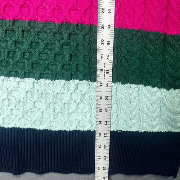 Crown & Ivy Mock Neck Cable Knit sweater Womens L heavy Warm Colorblock 1294 - Picture 6 of 8